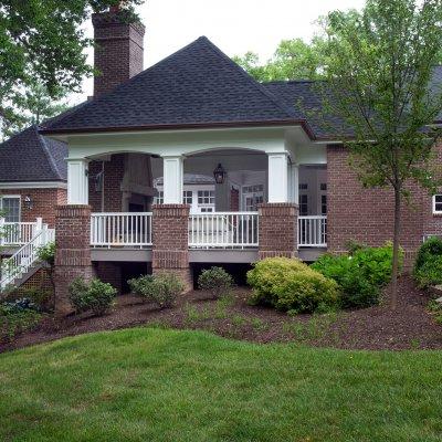 Covered porch addition brick piers